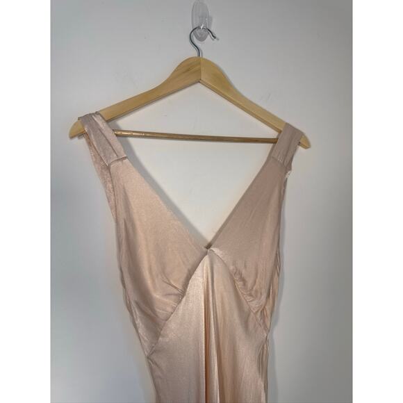 Rumored Sunset Strip Plunge Maxi Slip Dress Blush Pink - Small - Picture 3 of 9